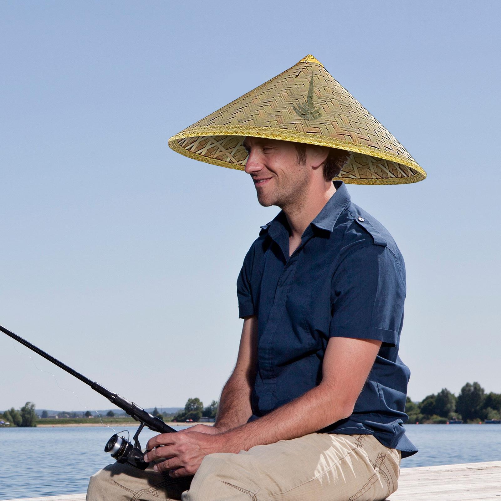 Bucket Hat Straw - Chinesischer Strohhut, handgefertigter Rattanhut mit verstellbarem
